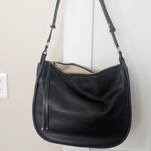 Black Hobo Bag with Adjustable Strap and Soft Leather